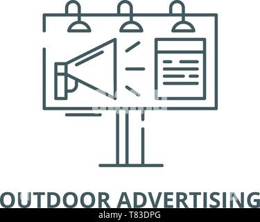 Außenwerbung banner Vektor Symbol Leitung, lineare Konzept erläutern, Zeichen, Symbol Stock Vektor