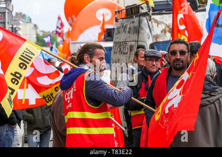 Beamte März zu zivilen Dienstleistungen verteidigen, Lyon, Frankreich Stockfoto