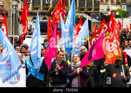 Beamte März zu zivilen Dienstleistungen verteidigen, Lyon, Frankreich Stockfoto