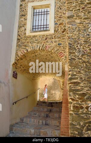 Frankreich, Var, Golf von Saint Tropez, Gassin, beschriftet Les Plus beaux villages de France (Schönste Dörfer Frankreichs), Passage im alten Dorf Stockfoto