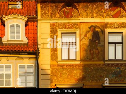 Tschechische Republik, Böhmen, Prag, ein UNESCO Weltkulturerbe, Fassade des historischen Stadtzentrum bei Sonnenaufgang Stockfoto