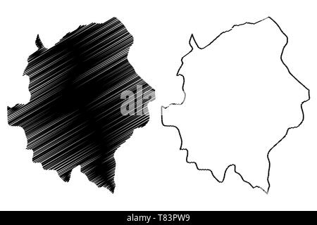 Asir Region (Regionen von Saudi Arabien, Saudi Arabien, KSA) Karte Vektor-illustration, kritzeln Skizze Aseer Region Karte Stock Vektor