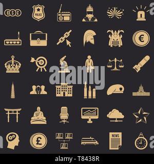 Goverment Symbole gesetzt, einfachen Stil Stock Vektor