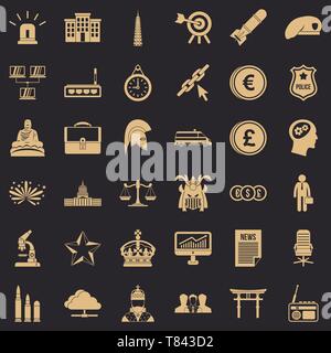 Krone Symbole festlegen, einfachen Stil Stock Vektor