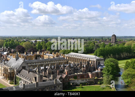 Allgemeine Ansicht der Cambridge Universität und dem Trinity College und der Cambridge University Library Stockfoto