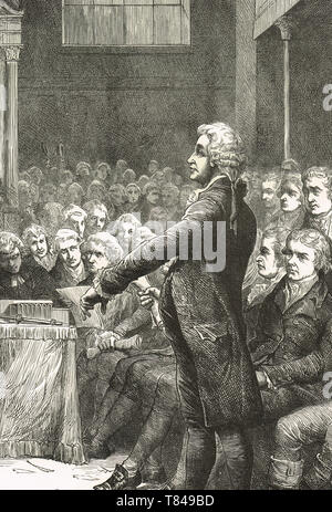 Edmund Burke Rede zur Unterstützung von William Wilberforce Bewegung für die Abschaffung der Sklaverei, 1789 Stockfoto