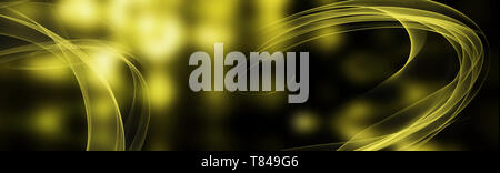 Golden gradient glühende verschwommenen hellen Hintergrund. Neon dynamische Wellen. Glatte lens flare leuchtet. Einladungs- und Grußkarten, Web Banner Design Stockfoto