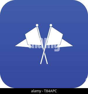 Zwei Flaggen Symbol digital Blau Stock Vektor