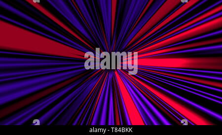 Abstrakte geheimnisvolle Strahlen Tunnel, in Raum und Zeit bewegen, Verzerrung von Raum, 3D-Rendering Stockfoto