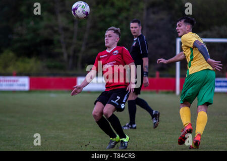 Trefelin BGC verdienen Förderung von Welsh Football League Division 3 mit einem 5-1 Sieg über Ynysygerwn auf Ynys Park am 10. Mai 2019. Stockfoto