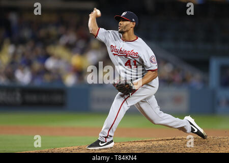 Los Angeles, CA, USA. 10. Mai, 2019. Washington Nationals Krug Joe Ross (41) Plätze in der Entlastung während des Spiels zwischen der Washington Nationals und die Los Angeles Dodgers at Dodger Stadium Los Angeles, CA. (Foto von Peter Joneleit) Credit: Csm/Alamy leben Nachrichten Stockfoto