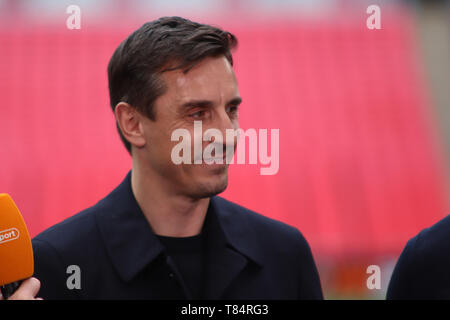 London, Großbritannien. 11. Mai 2019. Gary Neville vor der Vanarama nationalen Liga Play Off Finale zwischen Manchester City und AFC Fylde im Wembley Stadion, London am Samstag, den 11. Mai 2019. (Credit: Lewis Geschichte | MI Nachrichten & Sport) © MI Nachrichten & Sport Ltd Tel.: +44 7752 571576 e-mail: markf@mediaimage.co.uk Adresse: 1 Victoria Grove, Stockton on Tees, TS 19 7 EL Stockfoto