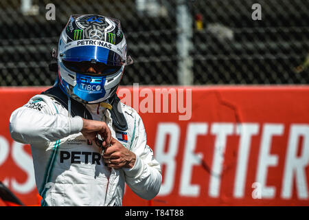 Barcelona, Spanien. 11. Mai, 2019: Valtteri Bottas (FIN) vom Team Mercedes erhält die Pole Position im Qualifying des Spanischen GP am Circuit de Catalunya Credit: Matthias Oesterle/Alamy leben Nachrichten Stockfoto