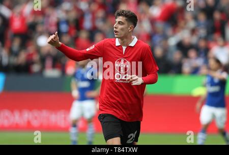 Schalke, Deutschland. 11. Mai, 2019. firo: 11.05.2019, Fußball, 2018/2019, 1.Bundesliga: Bayer Leverkusen - FC Schalke 04 JUBLE TOR VON KAI HAVERTZ | Verwendung der weltweiten Kredit: dpa/Alamy leben Nachrichten Stockfoto