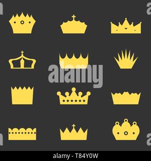 Krone Icon Set - königliche Insignien Vector Illustration. Stock Vektor