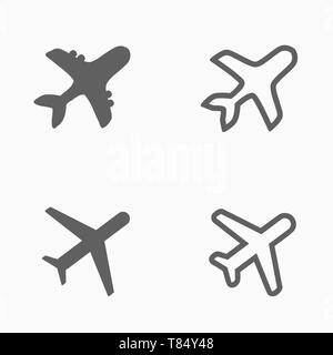 Airliner Icon Set - Flughafen zeichen Flugzeug formen. Stock Vektor