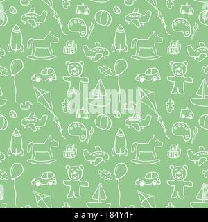 Spielzeug Hintergrund Muster - nahtlose Doodle illustration Vektor. Stock Vektor