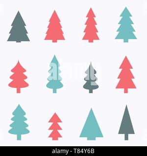 Weihnachtsbaum Icon Set. Weihnachtsbaum shapes Vektorgrafiken. Stock Vektor