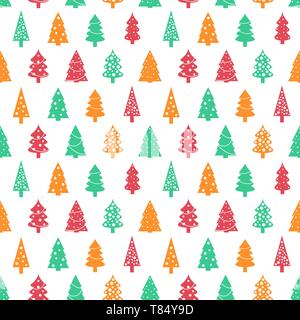 Weihnachten Geschenkpapier Muster - nahtlose Weihnachtsbaum Hintergrund Vektor. Stock Vektor