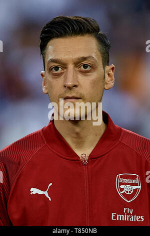 VALENCIA, Spanien - 09. Mai: Mesut Ozil von Arsenal an schaut vor dem UEFA Europa League Halbfinale Rückspiel Match zwischen Valencia und Arsenal im Estadio Mestalla am 9. Mai 2019 in Valencia, Spanien. (Foto von David Aliaga/MB Medien) Stockfoto