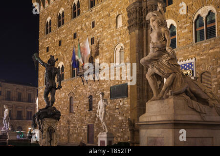 Accademia Galerie Eingang. Nacht erschossen. Florenz, Italien. Stockfoto