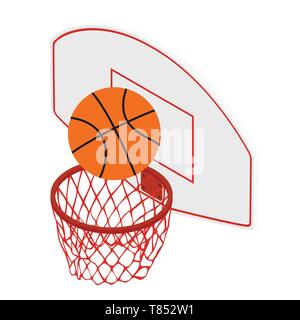 Basketball Korb, Hoop oder net und Basketball Ball. Basketball Symbole Stock Vektor