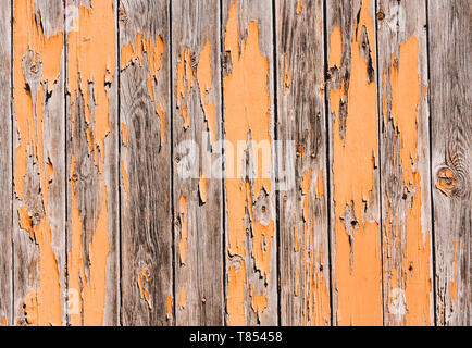 Alte Holz- Hintergrund mit schäbigen orange Farbe Stockfoto