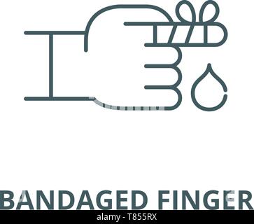 Bandagierten finger Vektor Symbol Leitung, lineare Konzept erläutern, Zeichen, Symbol Stock Vektor