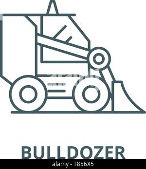 Bulldozer vektor Symbol Leitung, lineare Konzept erläutern, Zeichen, Symbol Stock Vektor