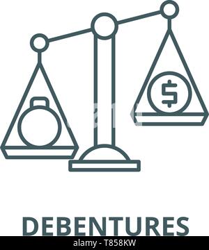 Schuldverschreibungen vektor Symbol Leitung, lineare Konzept erläutern, Zeichen, Symbol Stock Vektor