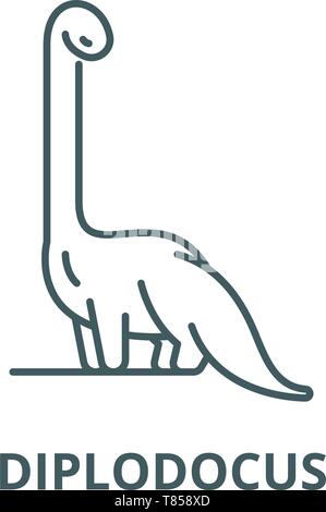 Diplodocus vektor Symbol Leitung, lineare Konzept erläutern, Zeichen, Symbol Stock Vektor