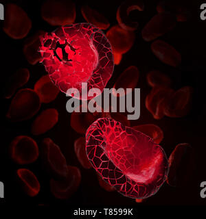 Zerfall von roten Blutkörperchen, Abbildung Stockfoto