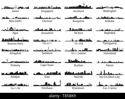 Vektor Ansammlung isolierter Städten der Welt skylines Stock Vektor