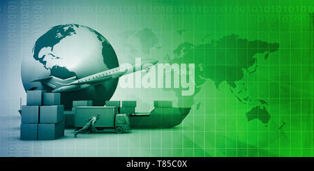Weltweites Vertriebsnetz für Lieferung und Transport Stockfoto