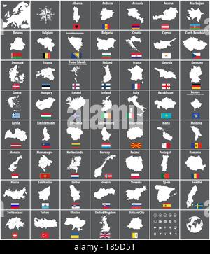 Europäische Karten und Flaggen Stock Vektor