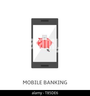 Mobile Banking. Mit roten Sparschwein zeichen Vektor-illustration Smartphone Stock Vektor