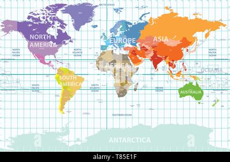 Vektor hoch detaillierte Weltkarte Abbildung Stock Vektor