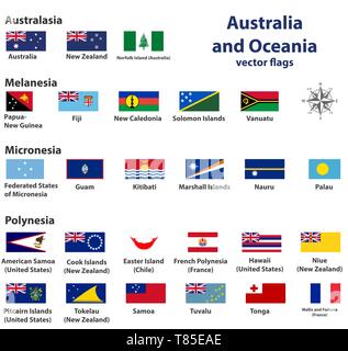 Australien und Ozeanien Vektor länder Flaggen Stock Vektor