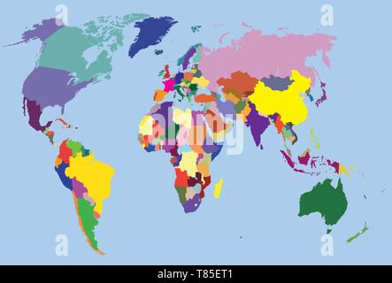 Vektor hoch detaillierte Weltkarte Abbildung Stock Vektor
