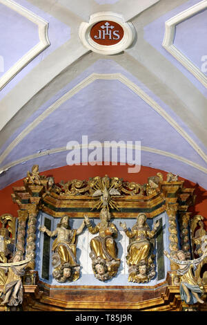 JŽsus - Christus. Eglise Notre-Dame de la Schlucht. Les Contamines-Montjoie. Stockfoto