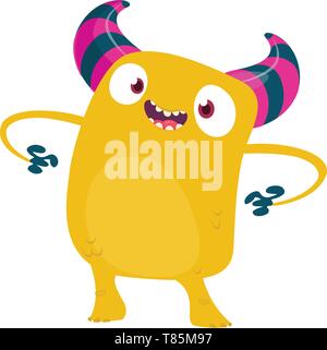 Cartoon Halloween Scary Monster. Vector gelb Monster Charakter Abbildung. Stock Vektor