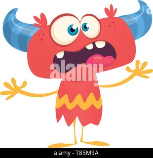 Lustige aufgeregt cartoon Teufel. Vector Illustration für Halloween Party Dekoration. Postkarte design Stock Vektor