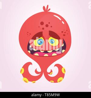 Lustige cartoon alien Octopus. Vector Illustration Stock Vektor