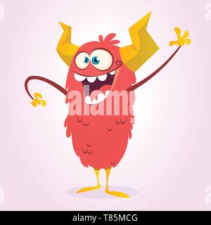 Cute cartoon Teufel. Vector Abbildung: lustige rote Teufel Charakter für Halloween Stock Vektor