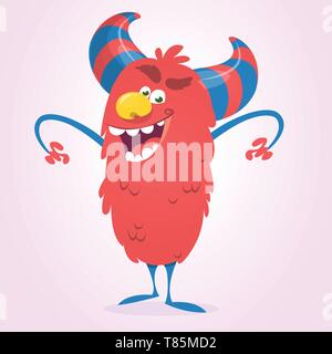 Cute cartoon Teufel. Vector Abbildung: lustige rote Teufel Charakter für Halloween Stock Vektor