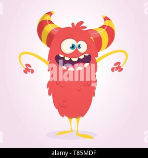 Cute cartoon Teufel. Vector Abbildung: lustige rote Teufel Charakter für Halloween Stock Vektor