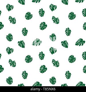 Nahtlose Muster mit tropischen monstera verlässt. Vector Illustration. Nahtlose Hintergrund mit grünen Blättern Stock Vektor