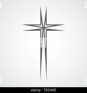 Grau christliche Kreuz Symbol in flacher Ausführung. Vector Illustration. Abstrakte christliche Kreuz. Stock Vektor