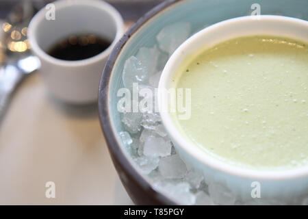 Grüner Tee Pudding Stockfoto