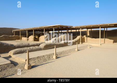 Chan Chan Archäologische Zone (PRÄKOLUMBIANISCHE Chimu-kultur) in der Nähe von Trujillo in Peru Stockfoto